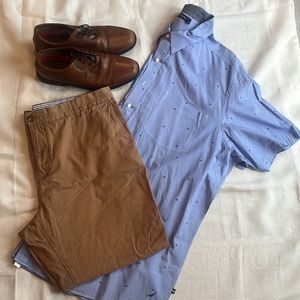 Nautica Men's Short Sleeve Button Down Blue Size 4XLT